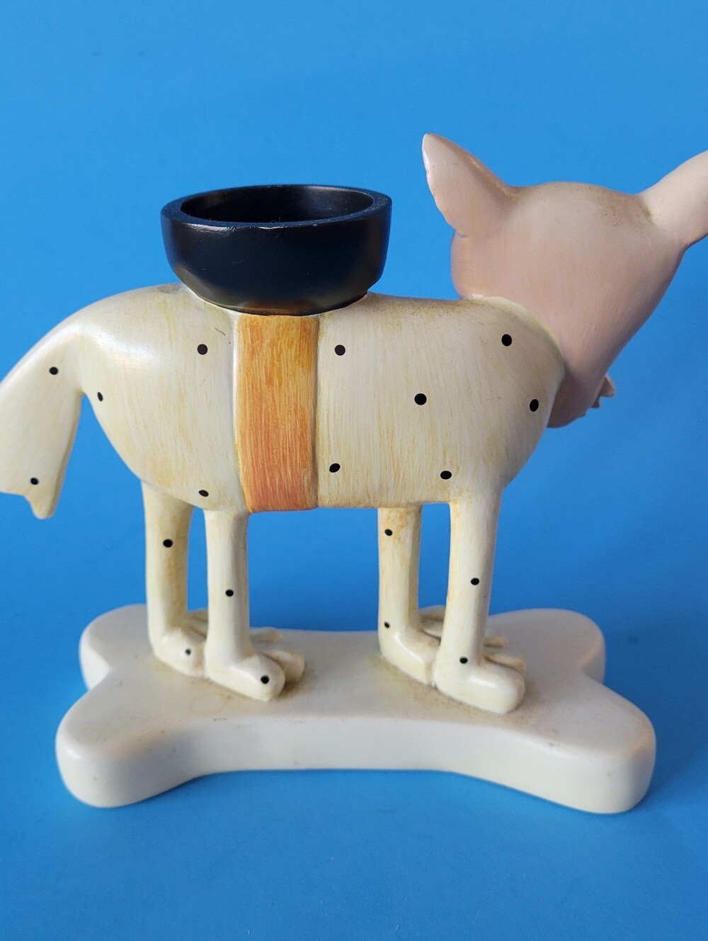 Allen Designs Studio 5" Dog Figurine Tealight Candle Holder Bone Base Folk Art - Picture 7 of 7